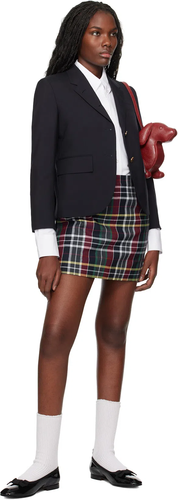 THOM BROWNE Tartan Checked Wool Miniskirt With Half Zip In Multi