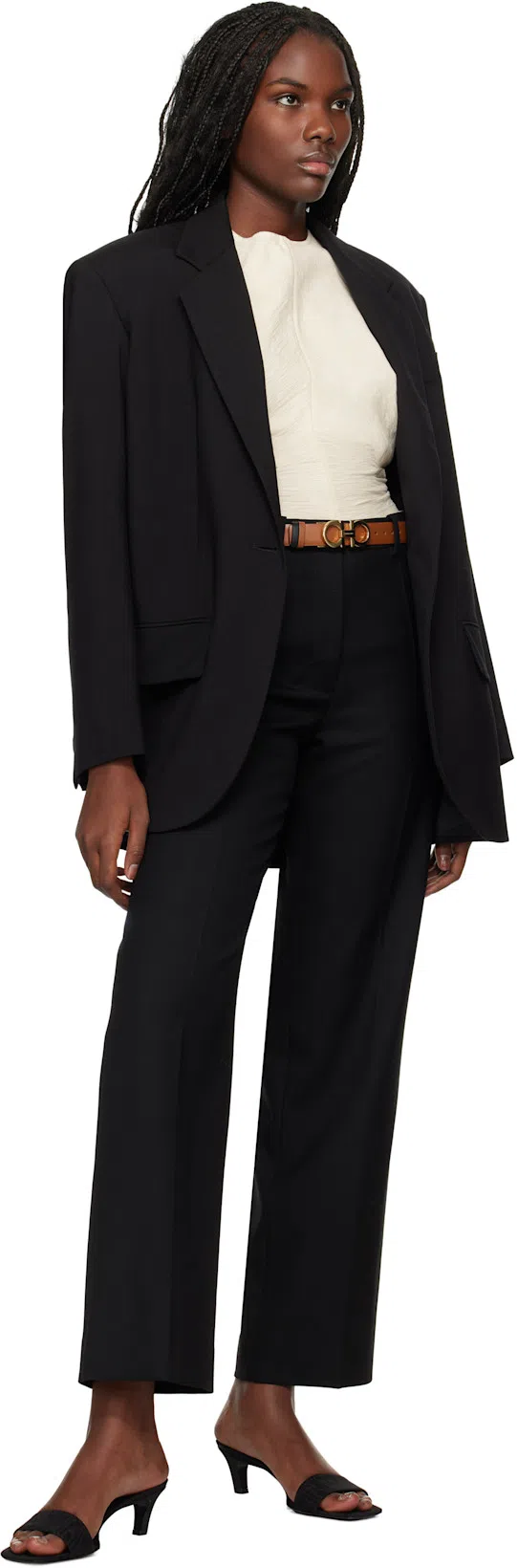 TOTÊME Toteme Square Toe Kitten Heel Satin Sandal In Black