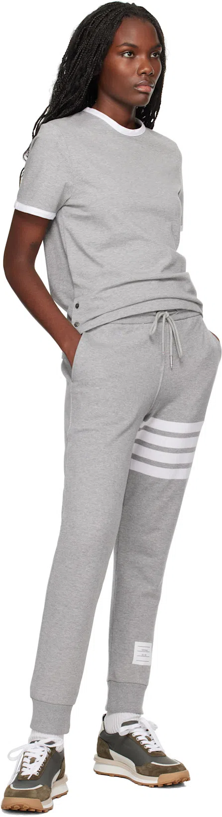 THOM BROWNE Light Grey Cotton 4bar Track Pants In Gray