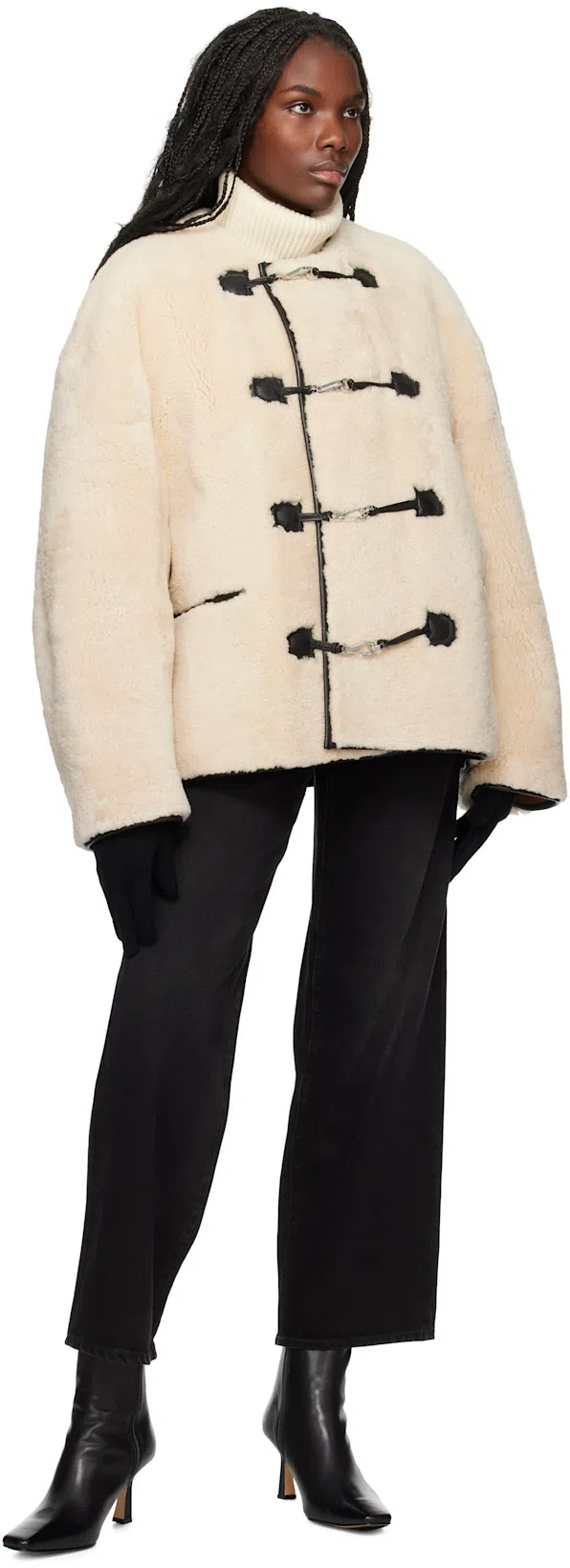 TOTÊME Teddy Shearling Clasp Jacket In Neutrals