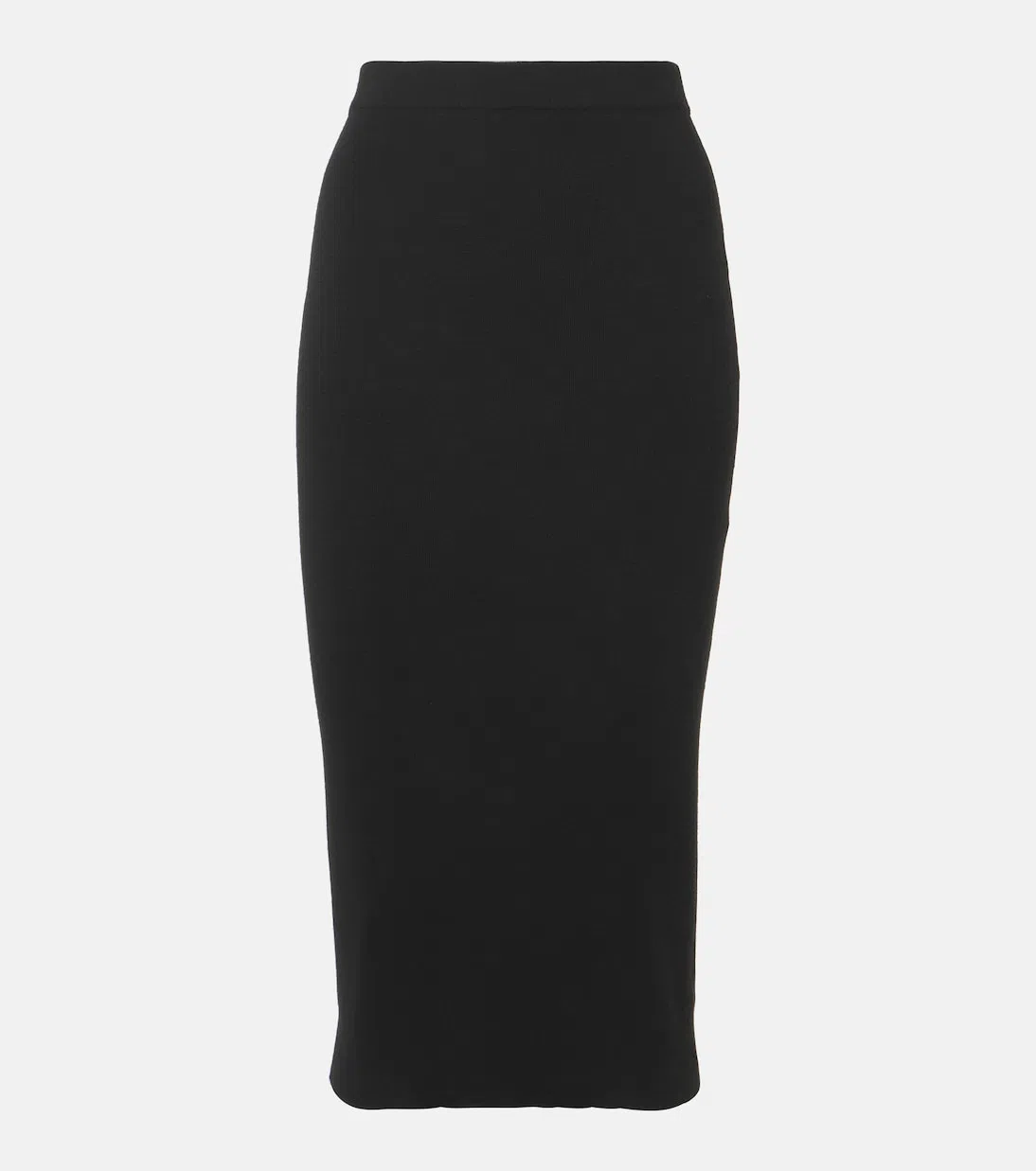 SAINT LAURENT High-waisted Wool Pencil Skirt With Ribbed Edges In Black