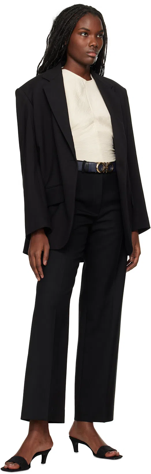 TOTÊME Toteme Square Toe Kitten Heel Satin Sandal In Black