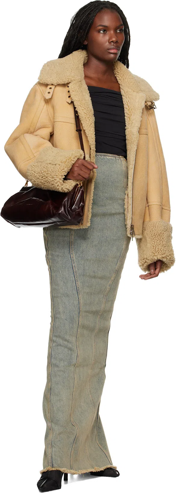 JIL SANDER Stivaletto Trunk Nylon T-strap Booties In Black