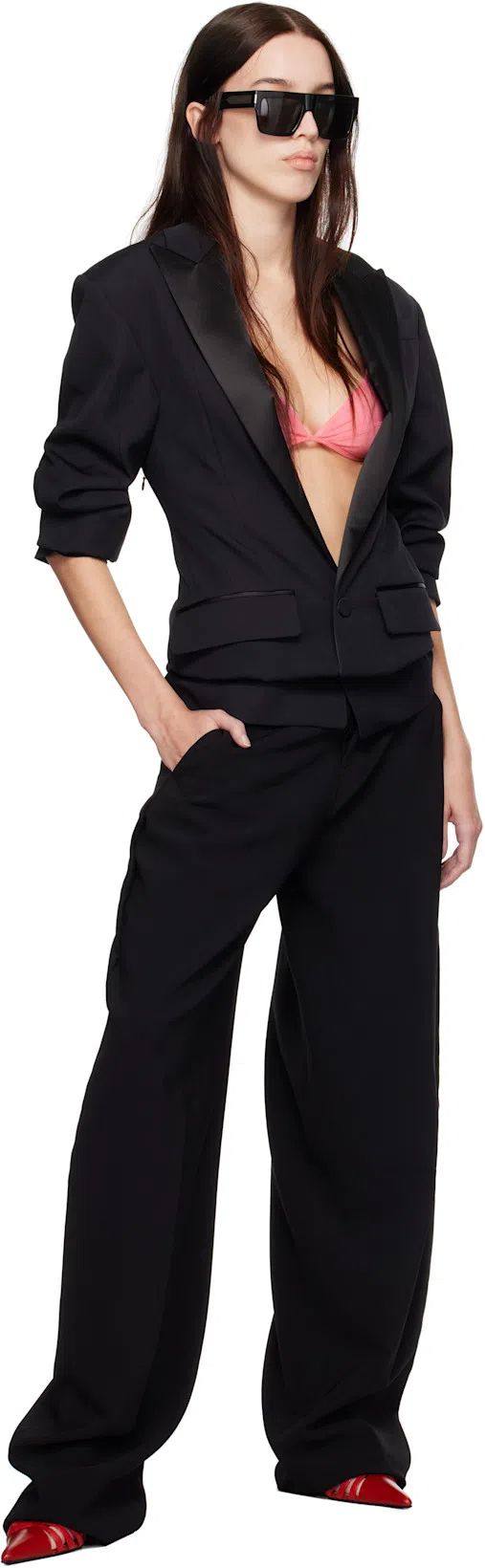 PARIS TEXAS Nadia 85 Lizard Print Leather Mules In Red