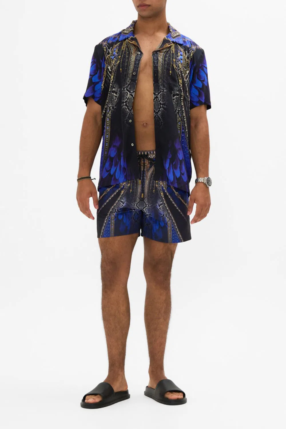 CAMILLA Short Sleeve Camp Collared Shirt Sahara Supernatural In Purple