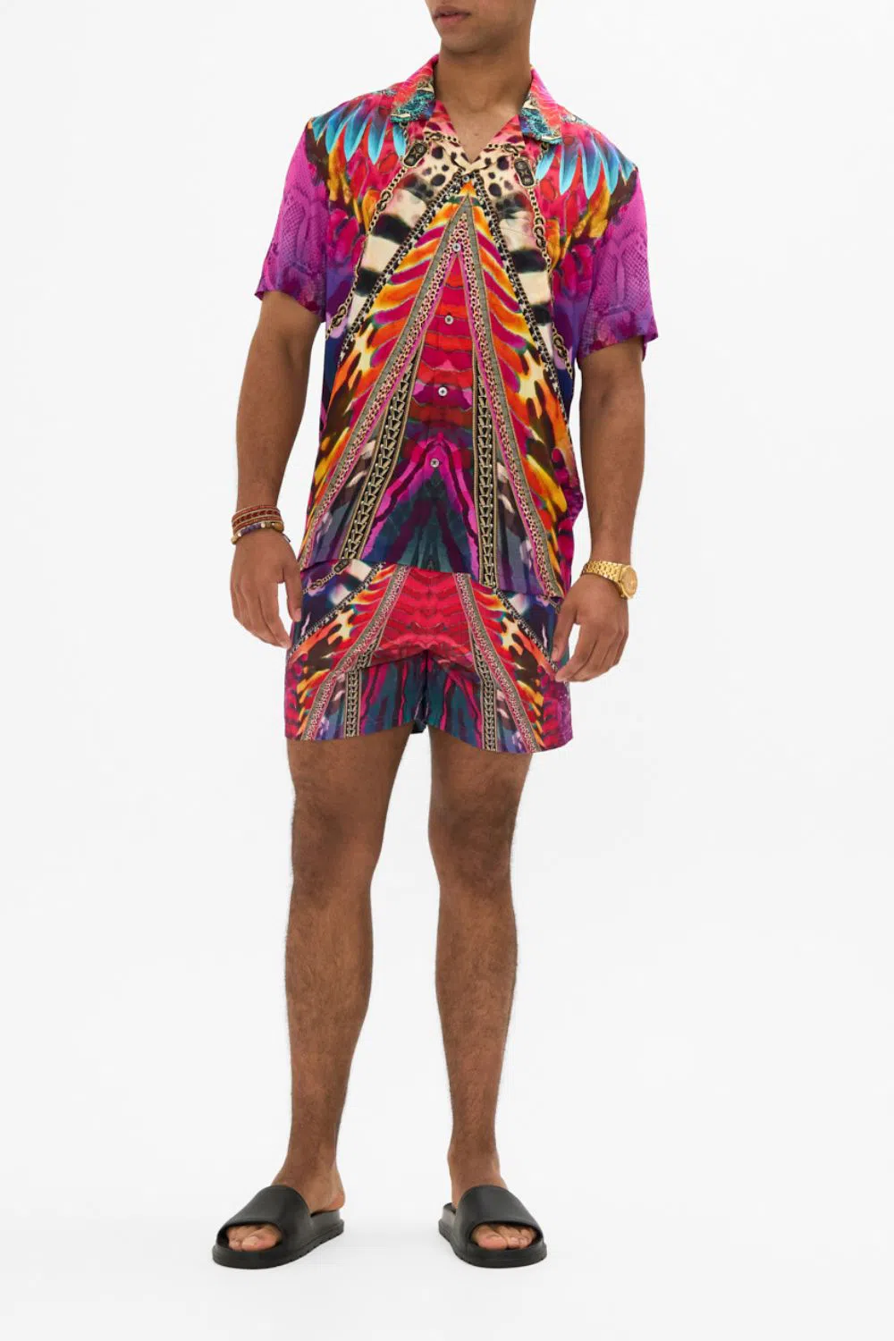 CAMILLA Short Sleeve Camp Collared Shirt Sahara Supernatural In Purple