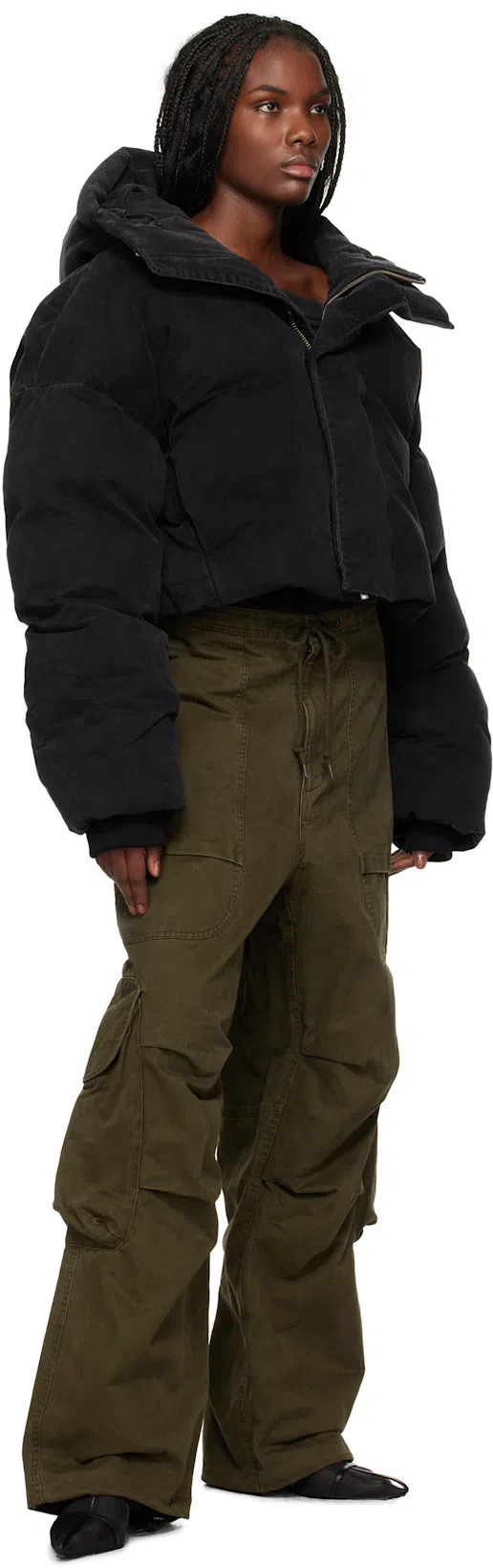 JIL SANDER Stivaletto Trunk Nylon T-strap Booties In Black