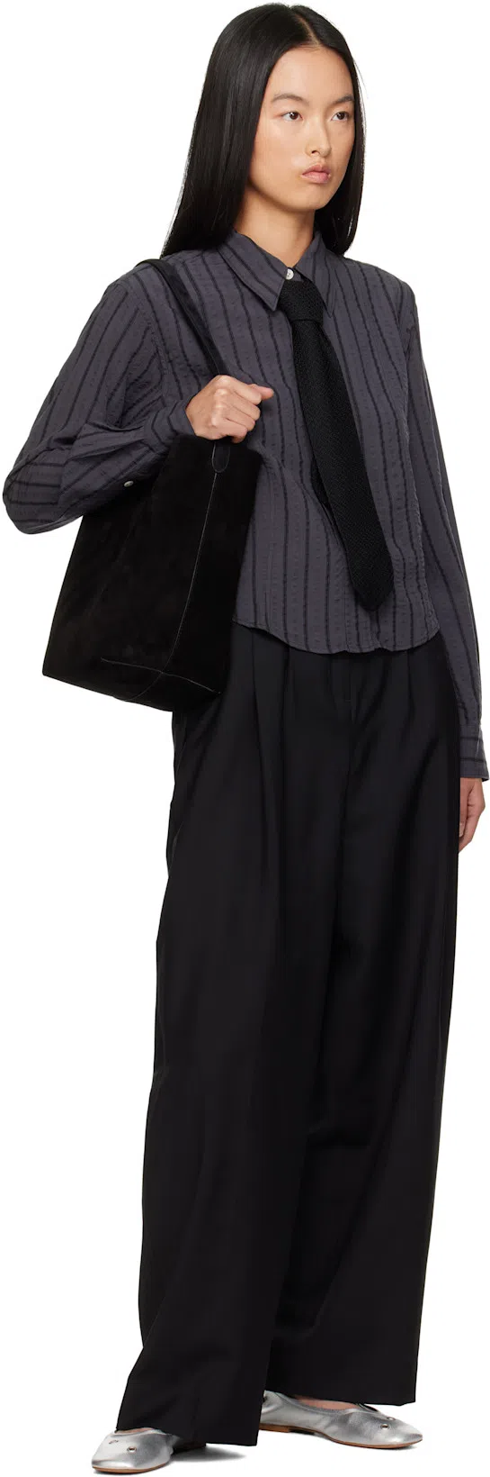 MFPEN Silver Eyelet Ballerina Flats