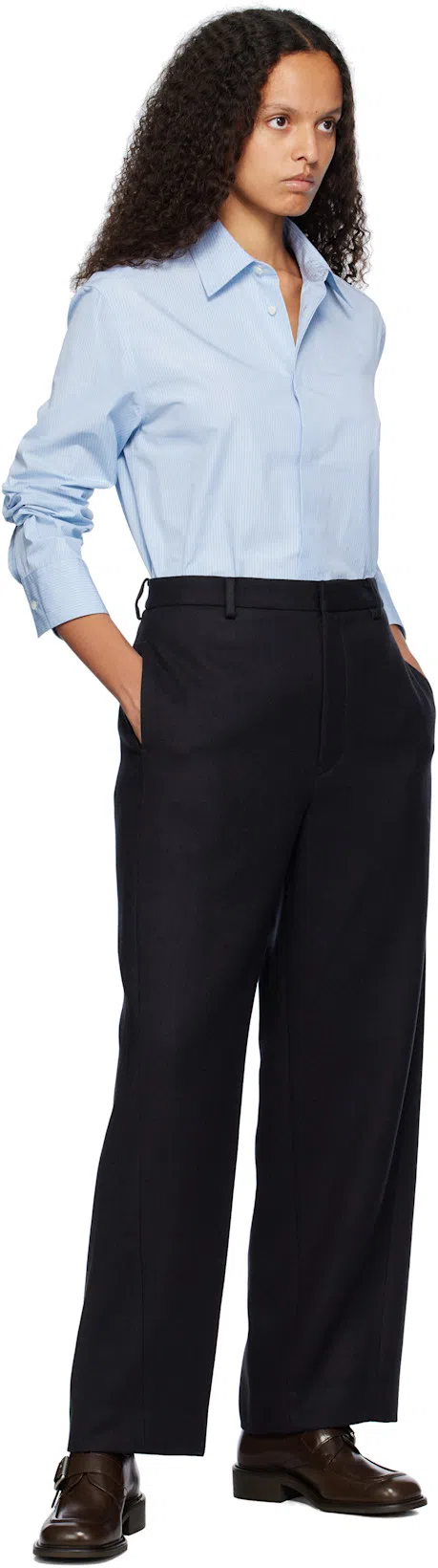 AURALEE Black Light Melton Trousers In Top Charcoal