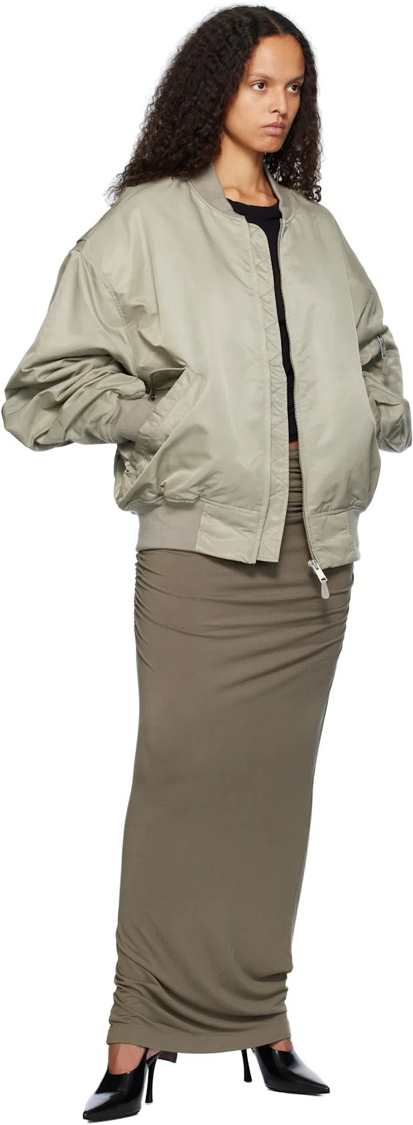ENTIRE STUDIOS Grey Satin Bomber Jacket - Unisex - Nylon/polyester In Neutral