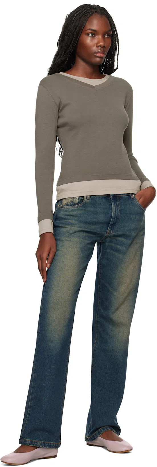 GIMAGUAS Gray & Taupe Sam T-shirt In Grey/light Grey