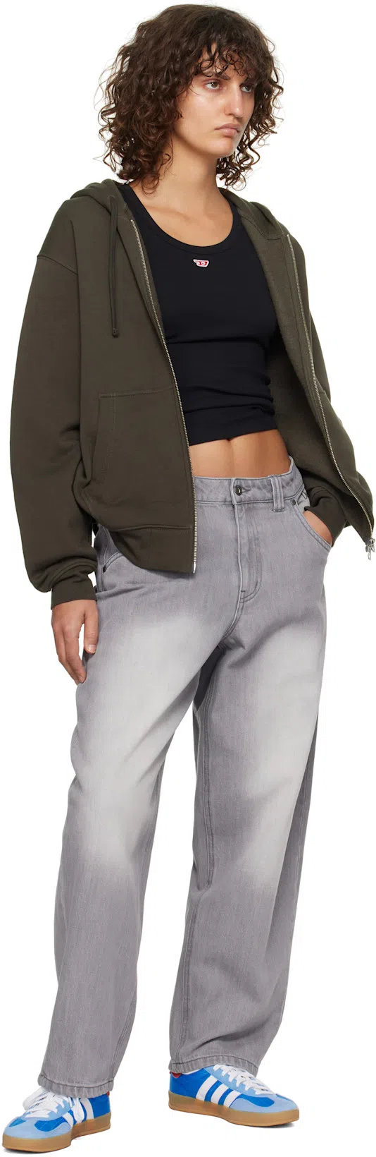 DIESEL Tank Top With Embroidered D Patch In Nero