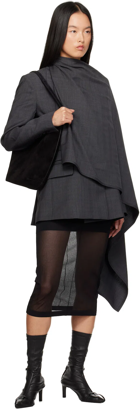 JIL SANDER Stivaletto Trunk Nylon T-strap Booties In Black