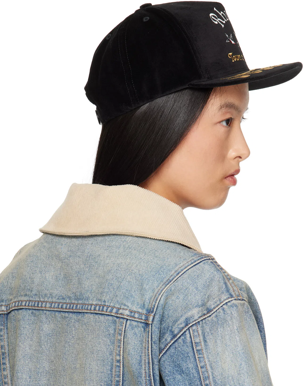 RHUDE Indigo Western Denim Jacket In 0492 Indigo/tan