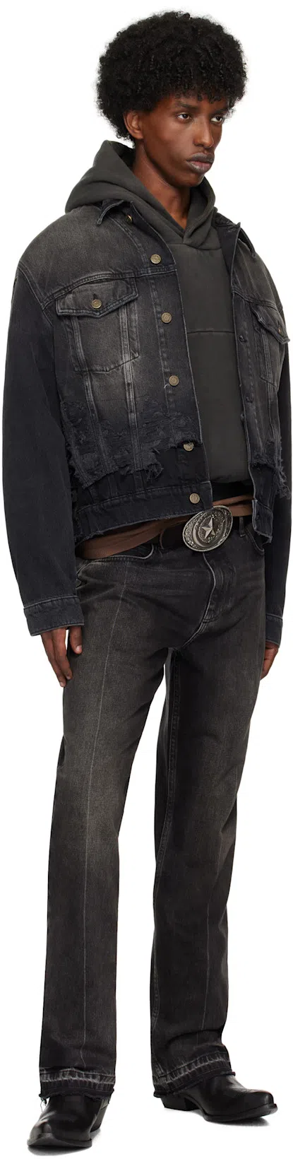 GOLDEN GOOSE Wish Star Pointed Toe Western Boot In Black