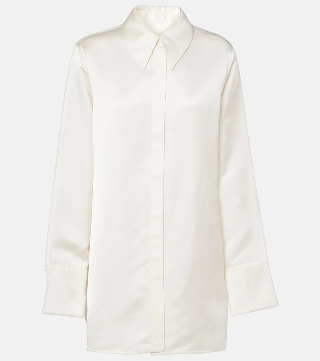JIL SANDER Oversized Shirt In White Satin In Beige