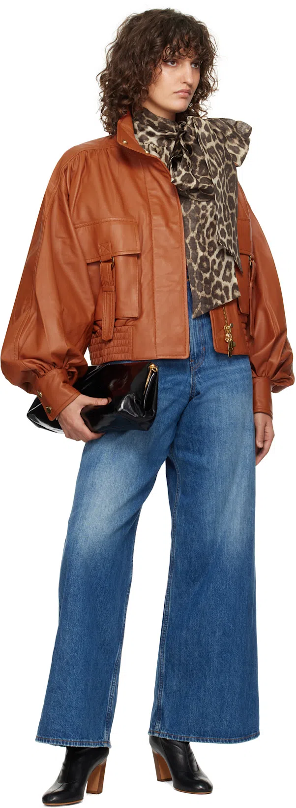 CHLOÉ Blue High Waisted Jeans With Wide Leg And Logo Patch On The Rear In Denim Woman