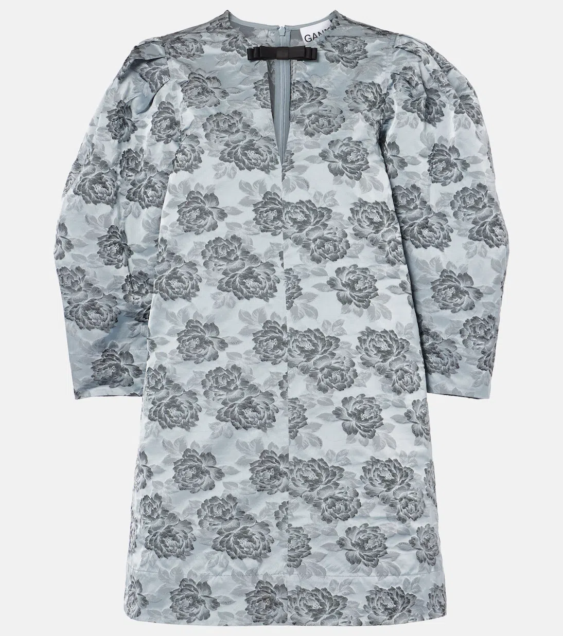 GANNI Women Floral Jacquard Mini Dress In Gray
