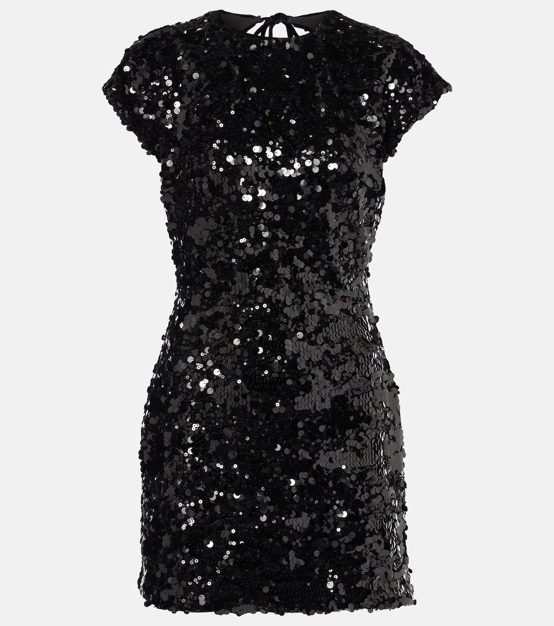 GANNI Sequined Velvet Mini Dress In Black