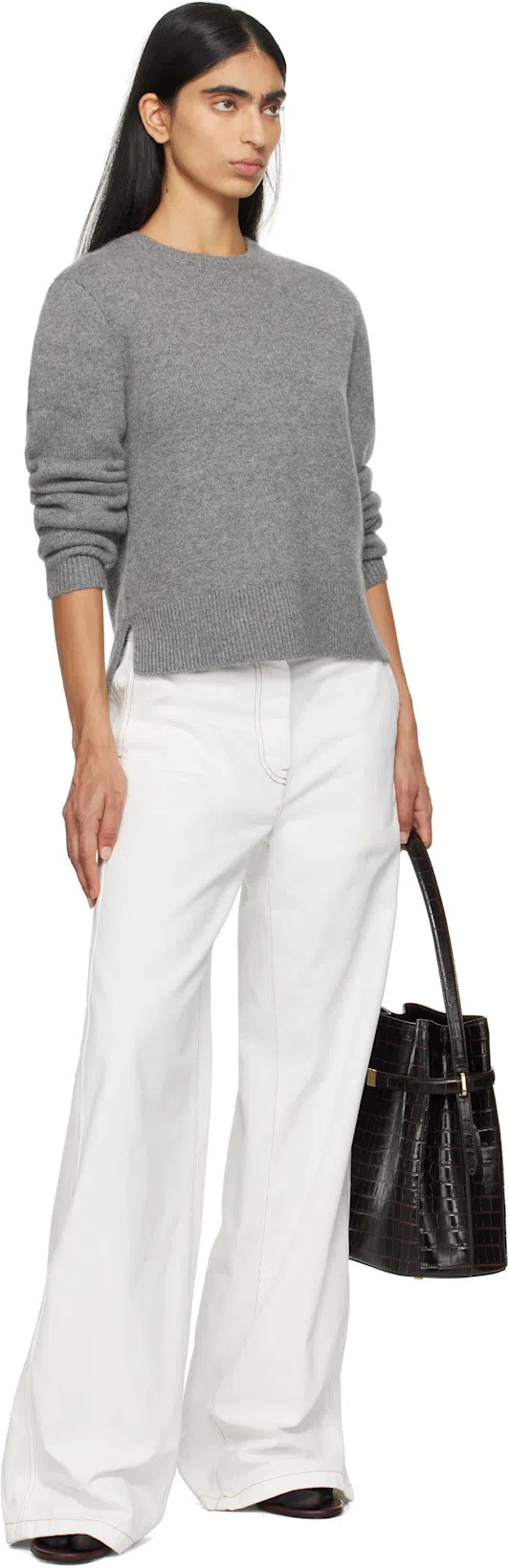 DRIES VAN NOTEN Trousers Straight Leg Wide-leg Design In White