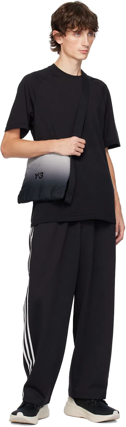 Y-3 Adidas Back Print Short Sleeved Cotton T-shirt Clothing In Black