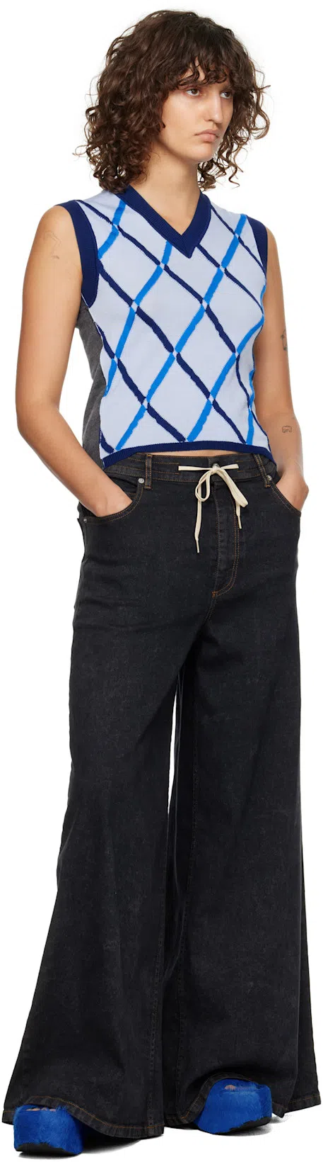 MARNI Black Marble Wide-leg Jeans In Mdn99 Black