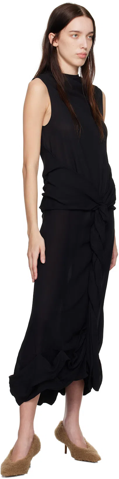 JW ANDERSON Twisted Sheer Dress In Black