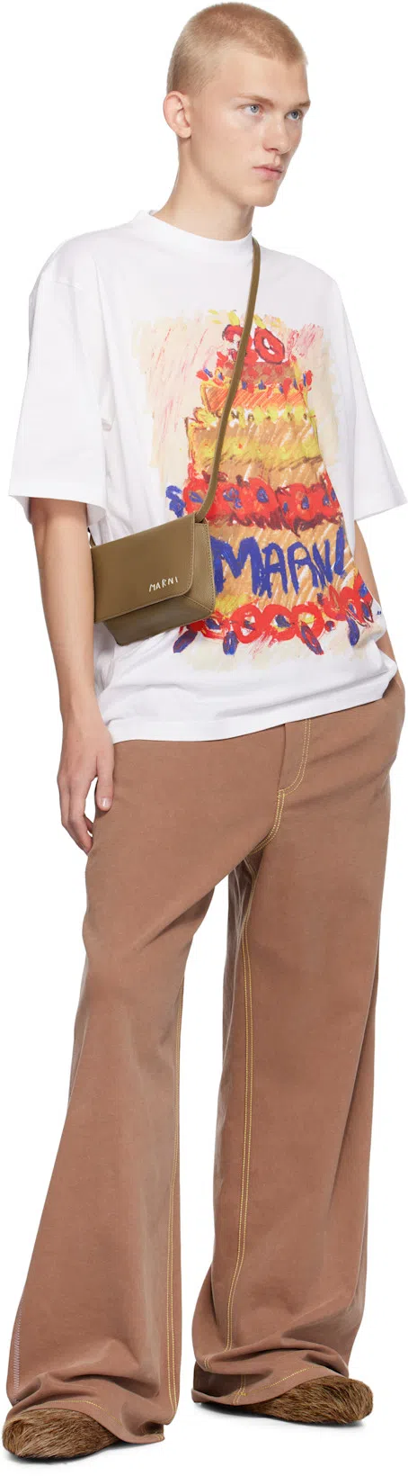 MARNI Brown Contrast Stitching Jeans In 00m40 Raisin