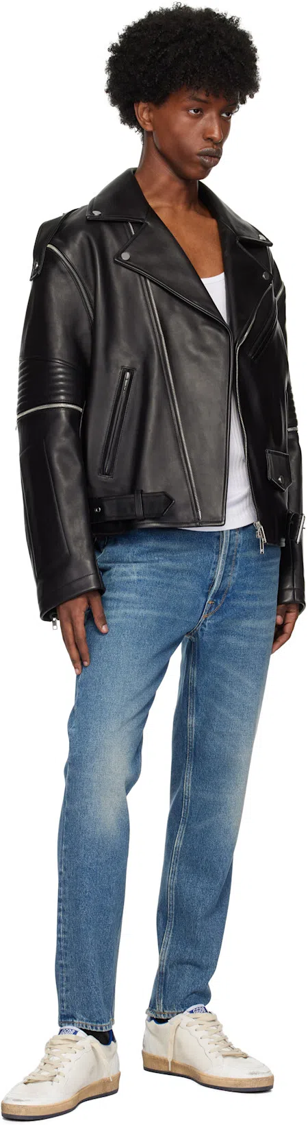 GOLDEN GOOSE Ballstar White Low Top Sneakers With Star Patch On The Side And Maxi Lettering On The Rear In Leathe