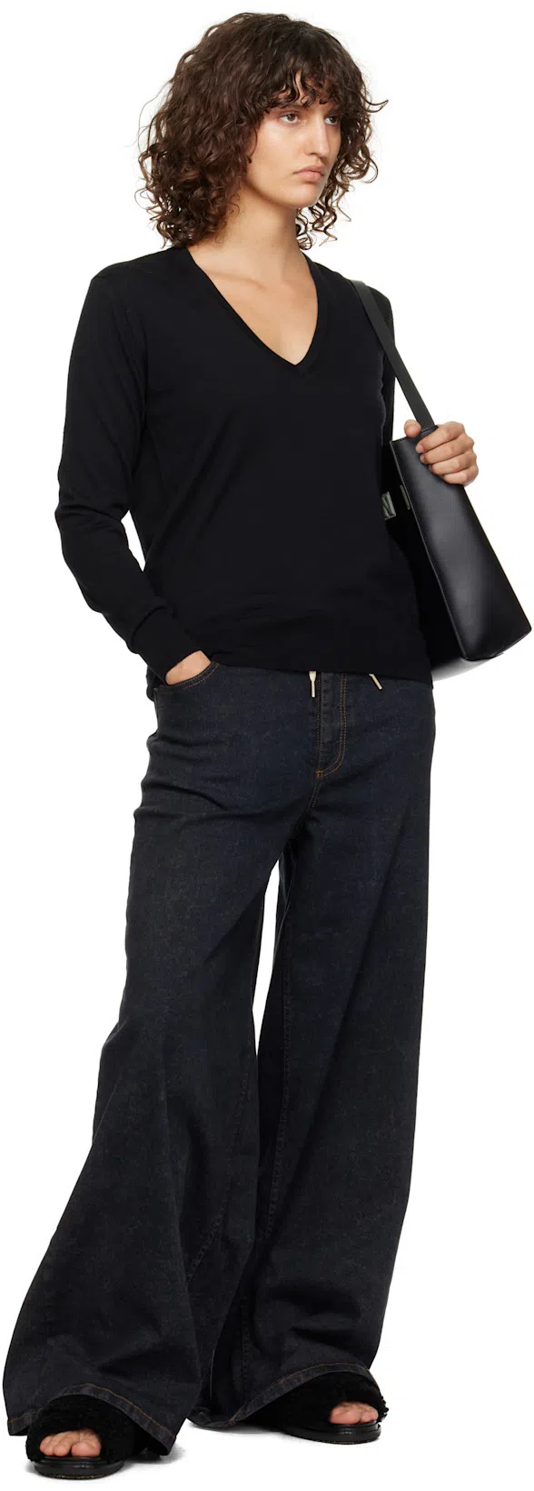 MARNI Black Marble Wide-leg Jeans In Mdn99 Black