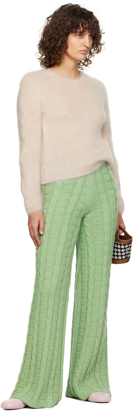 MARNI Square Toe Ballerina Shoes With Bow Detail In Multicolor