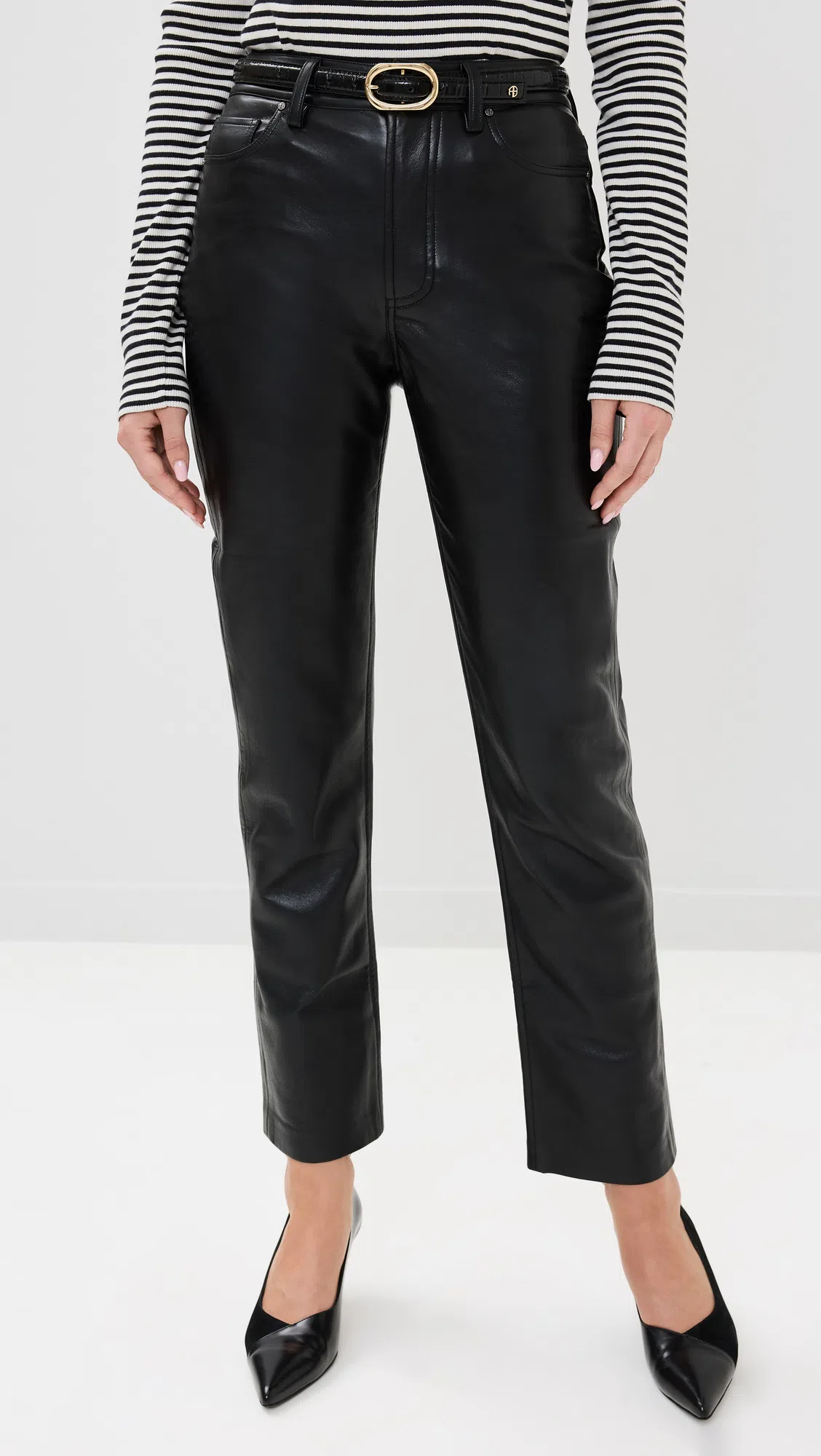ANINE BING Bruno Recycled Leather Pants In Black