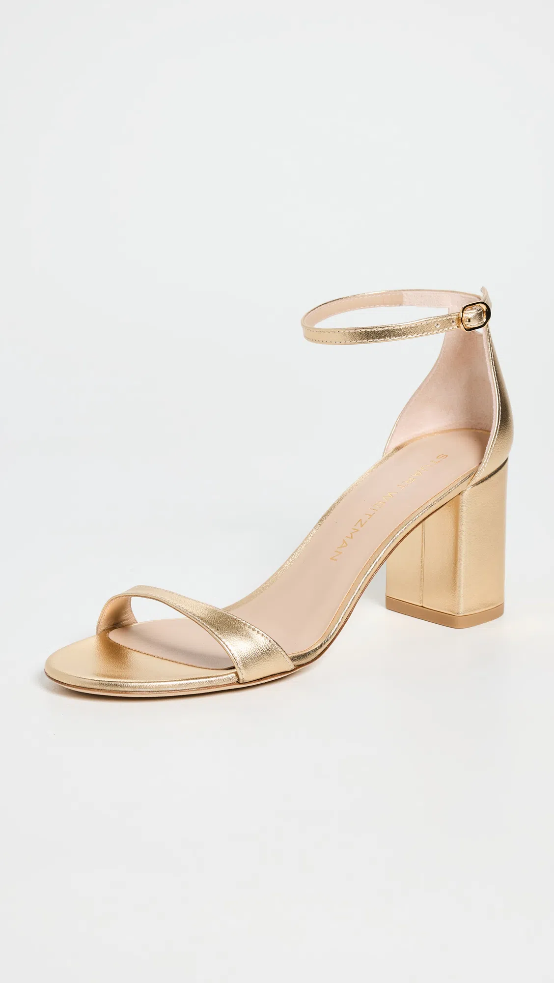 STUART WEITZMAN Nudistarc Block Sandals 75mm Golden In Light Gold