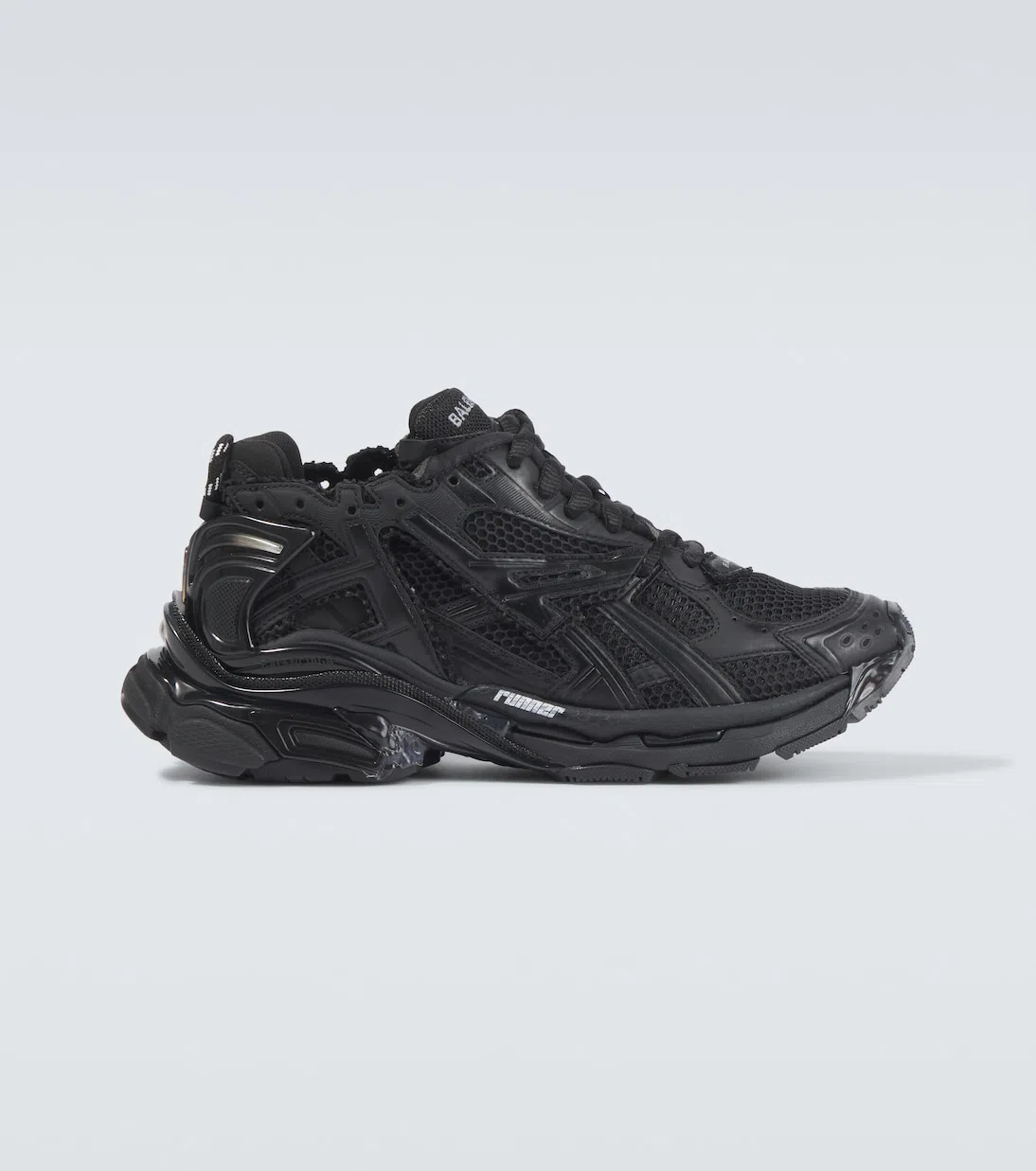 BALENCIAGA Men Runner Mesh And Leather Sneakers In Black