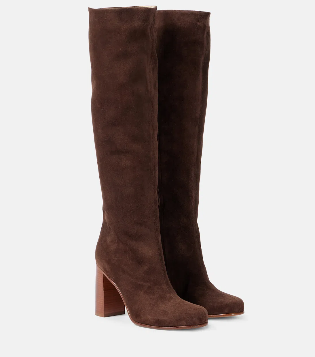 KHAITE Willow Knee-high Suede Boots In Brown