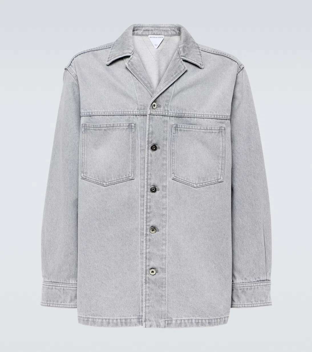 BOTTEGA VENETA Light Grey Washed Denim Shirt In Multicolor