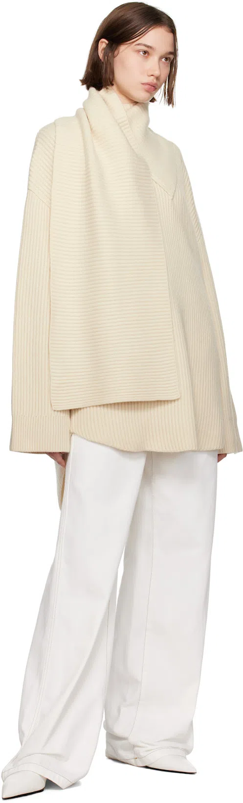 DRIES VAN NOTEN Trousers Straight Leg Wide-leg Design In White