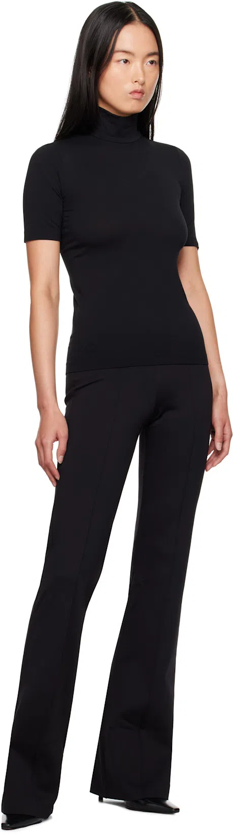 WOLFORD Aurora Modal-blend Jersey Turtleneck Top In Black