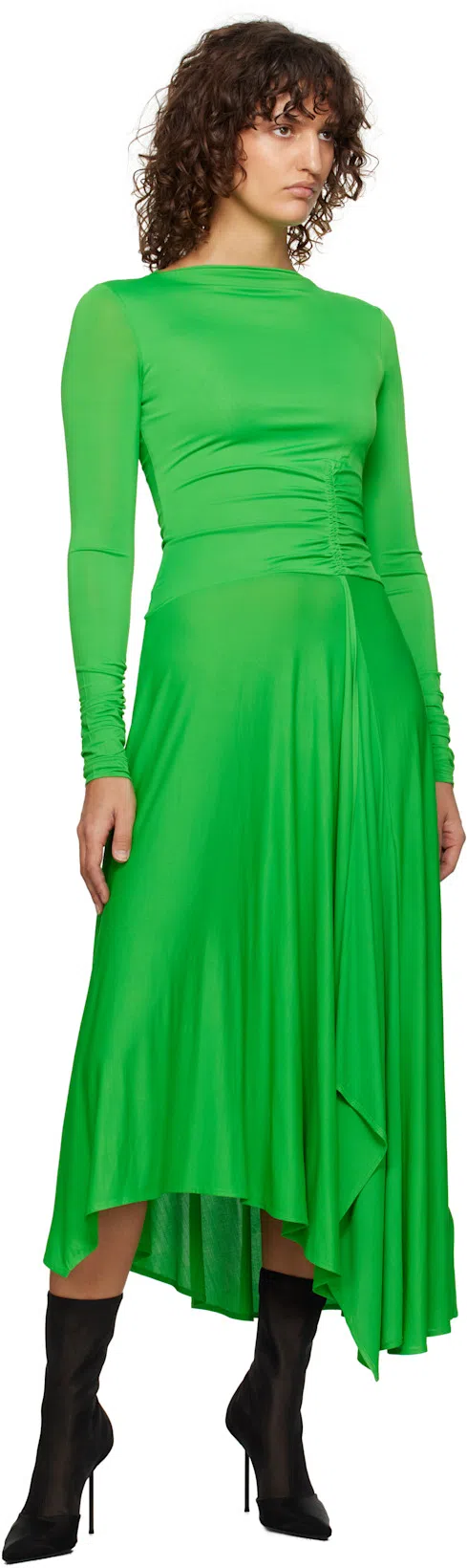 ACNE STUDIOS Fitted Fluid Long Sleeve Dress Bright Green In Bcd Bright Green