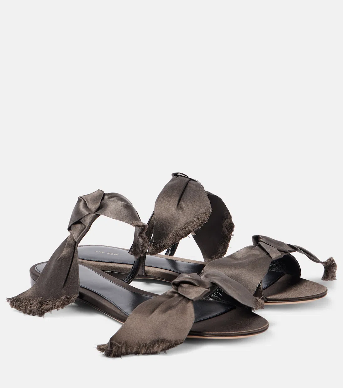 THE ROW Vika Knotted Satin Sandals In Black