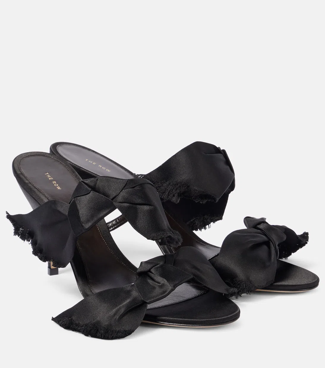 THE ROW Vika Knotted Satin Sandals In Black