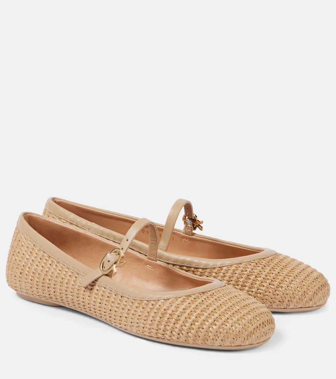 GIANVITO ROSSI Raffia Carla Ballerinas In Brown