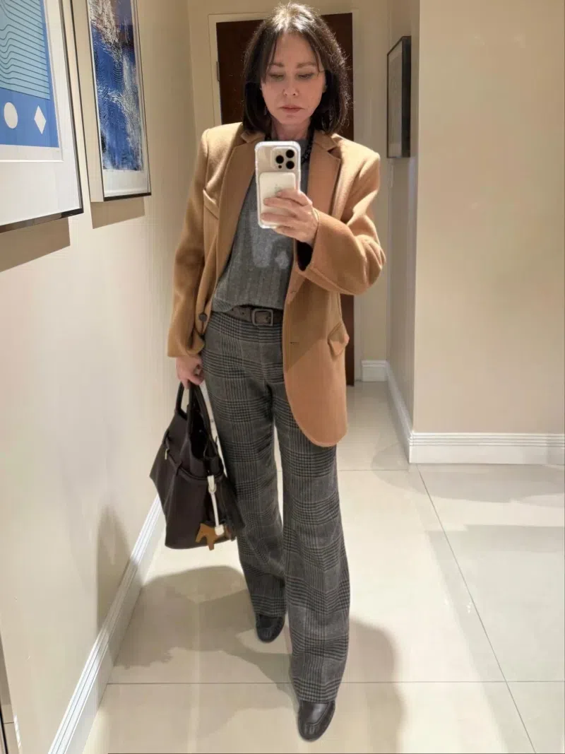 ANINE BING Oversized Wool-cashmere Blend Blazer In Brown