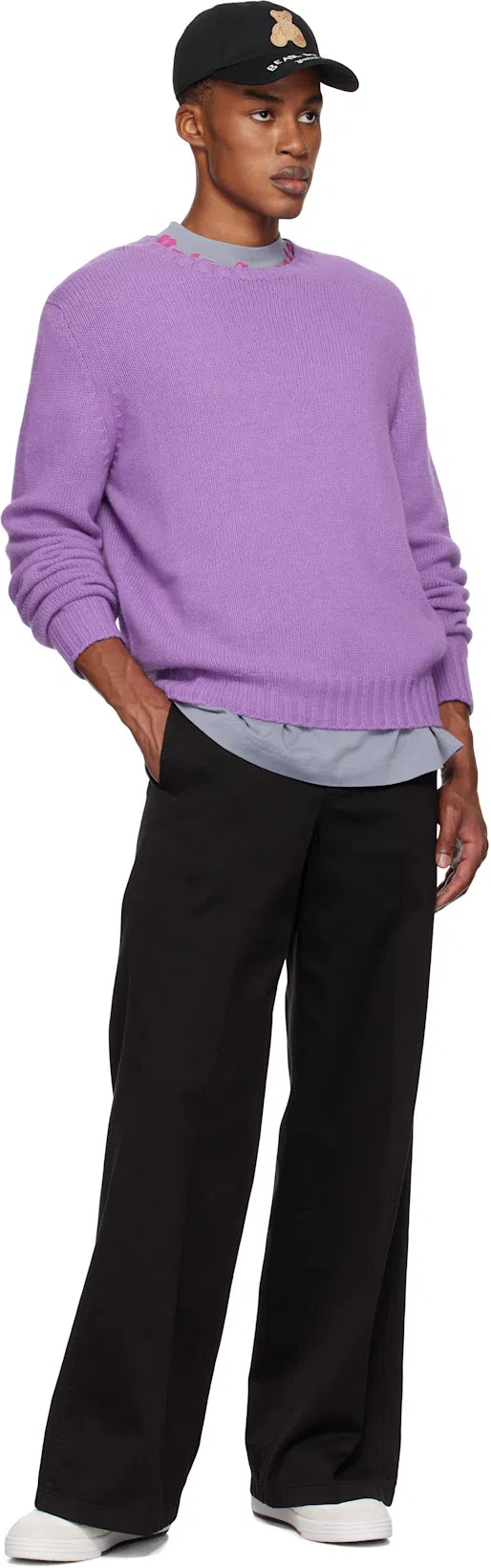 PALM ANGELS Palm Tree Intarsia Knit Crewneck Jumper In Multicolor