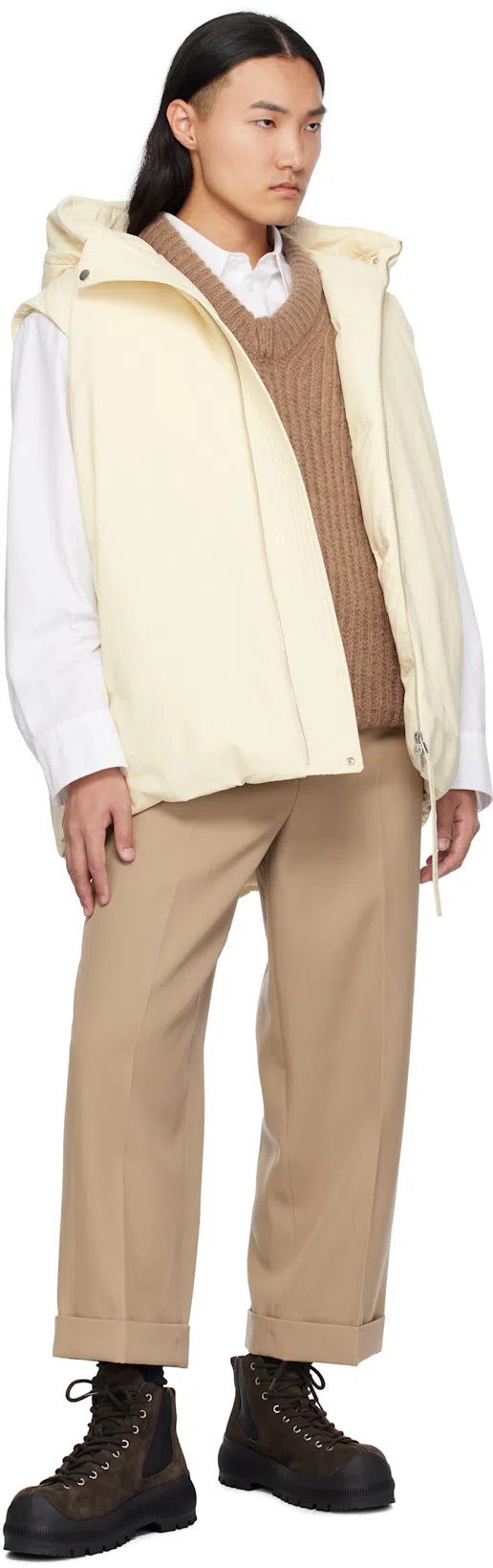 JIL SANDER Band-collar Poplin Shirt In White