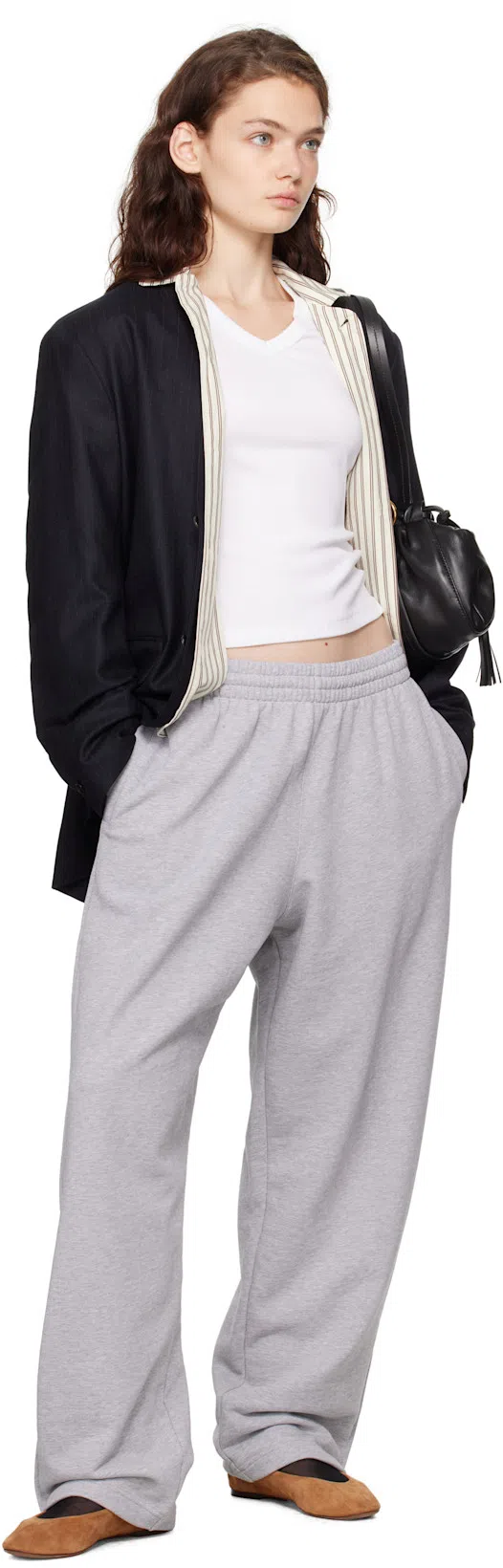 AURALEE Navy Wool Fulling Flannel Stripe Blazer In Blue