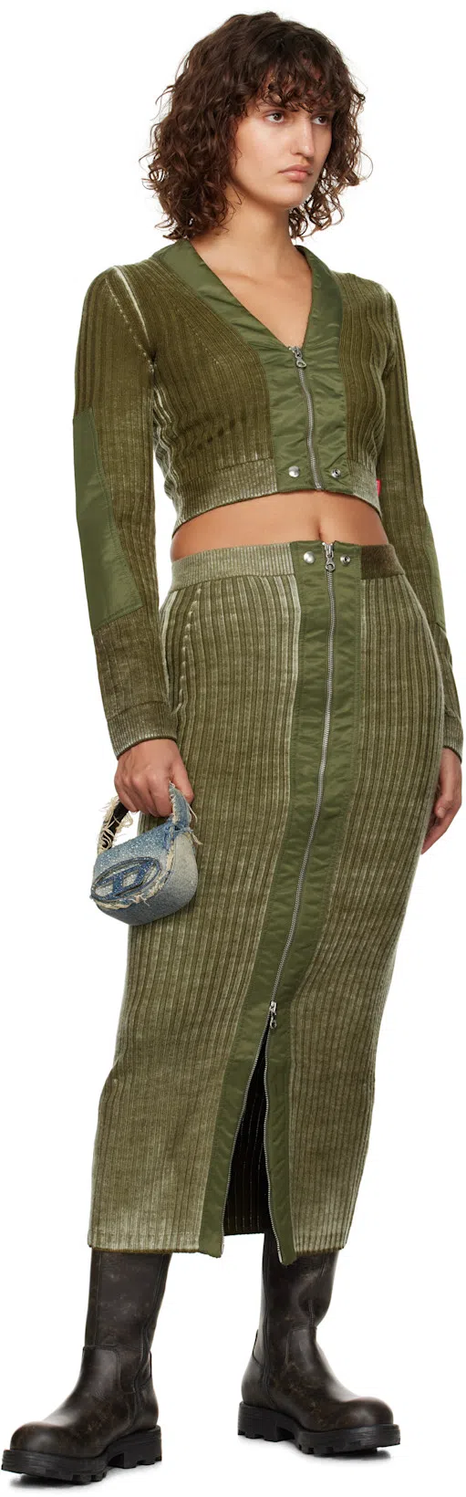 DIESEL Embellished Denim 1dr Shoulder Bag In Blue