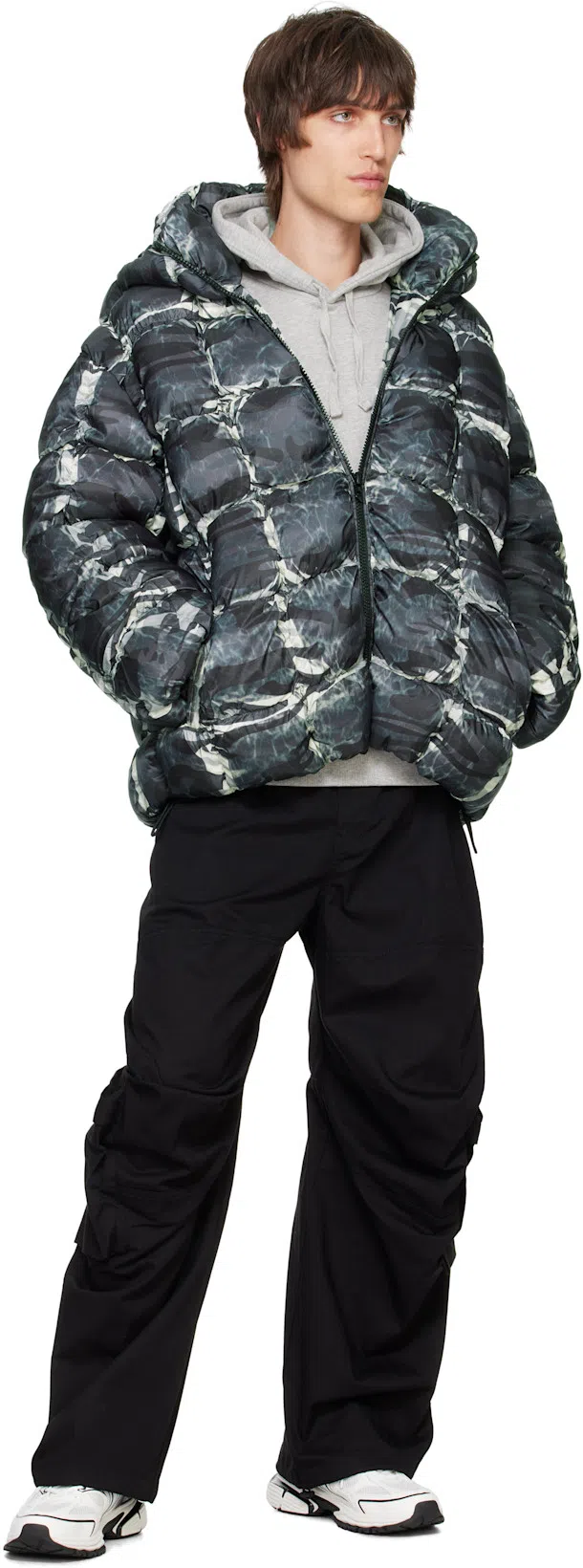 DIESEL Gray W-claus-camu Puffer Jacket In 93ra