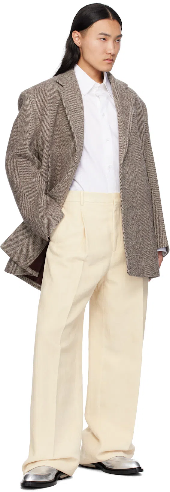 JIL SANDER Band-collar Poplin Shirt In White