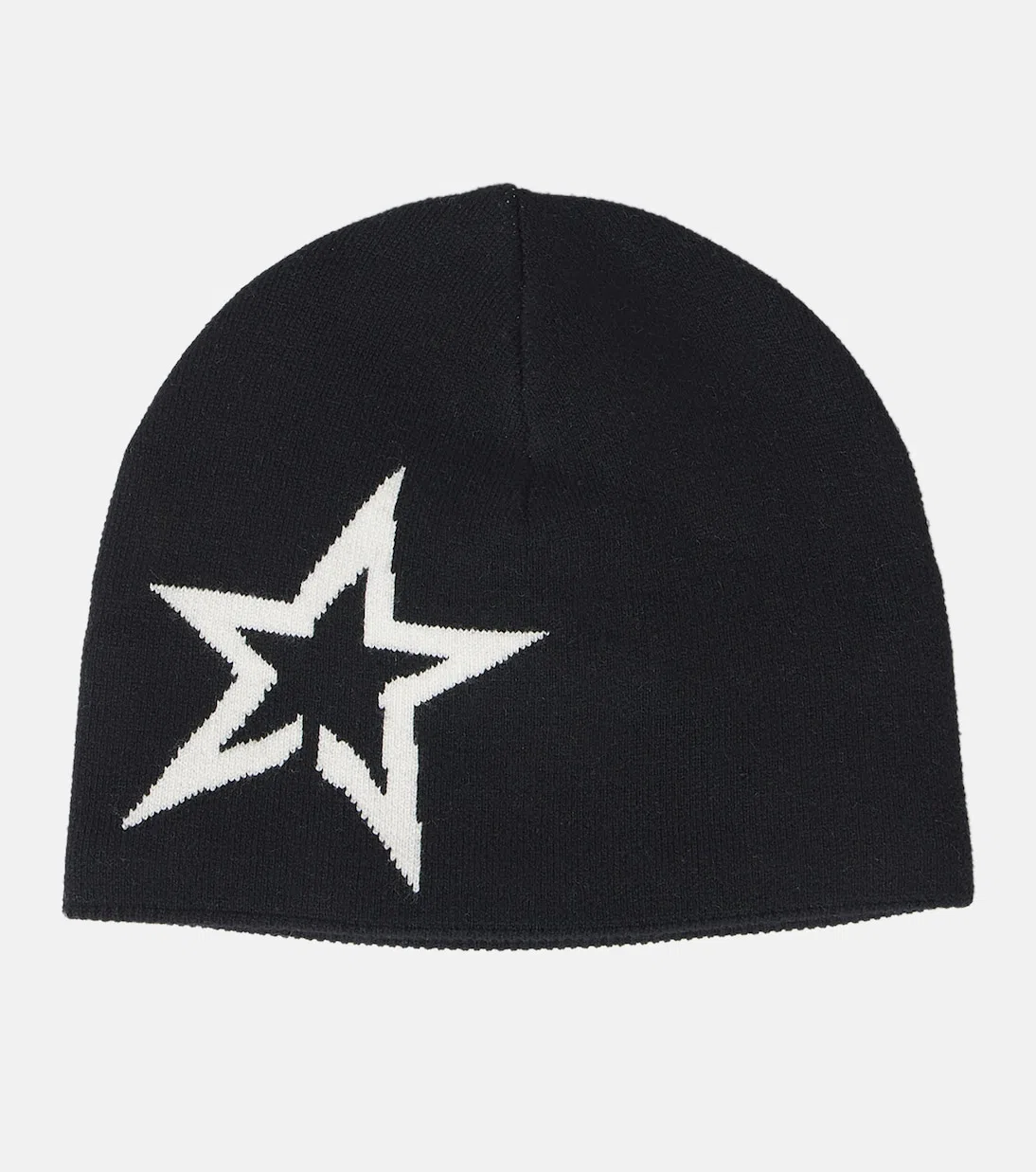 PERFECT MOMENT Womens Jet Black Star-logo Merino-wool Beanie Hat